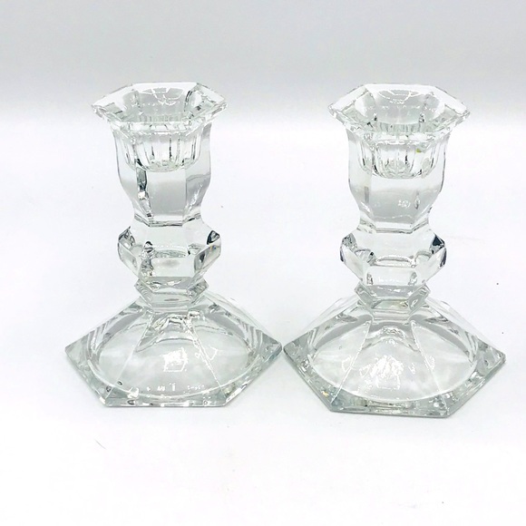 Vintage set of 2 crystal candle holders. 4 1/2” X 3 1/2” - Picture 4 of 4